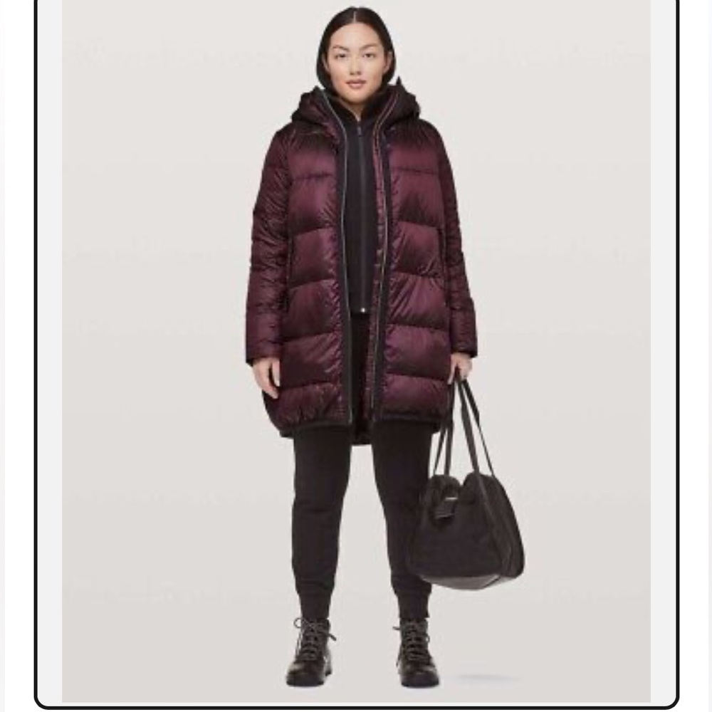 Lululemon cloudscape long puffer coat size 2